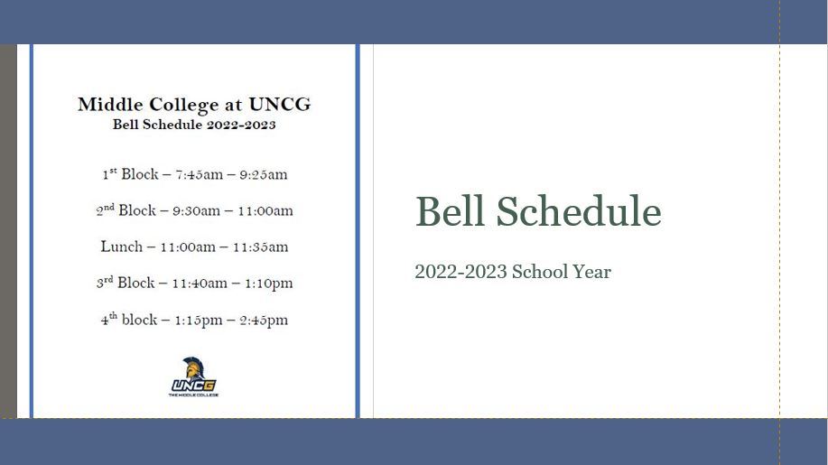  Bell Schedule for the 2022-2023 School Year